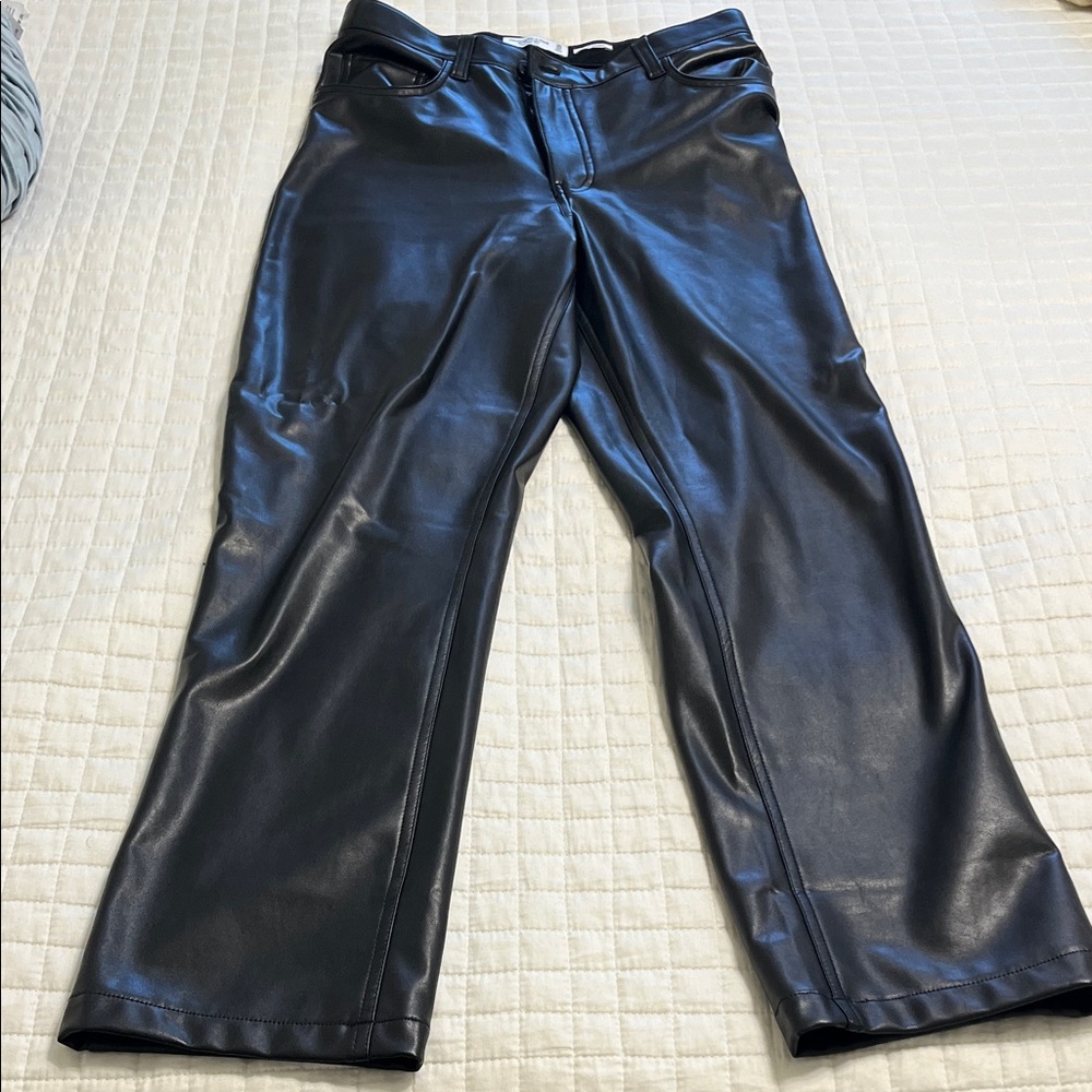 Abercrombie & Fitch Curve Love Black Leather Flare Pants